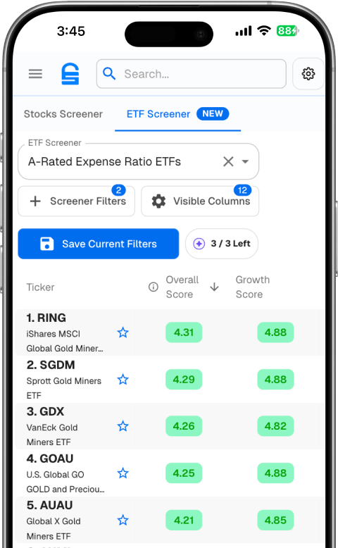 Stock Unlock ETF Screener Interface