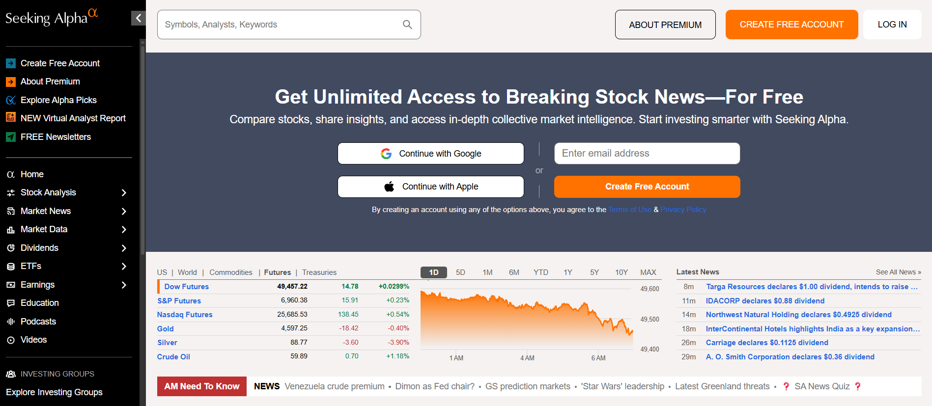 Seeking Alpha platform overview