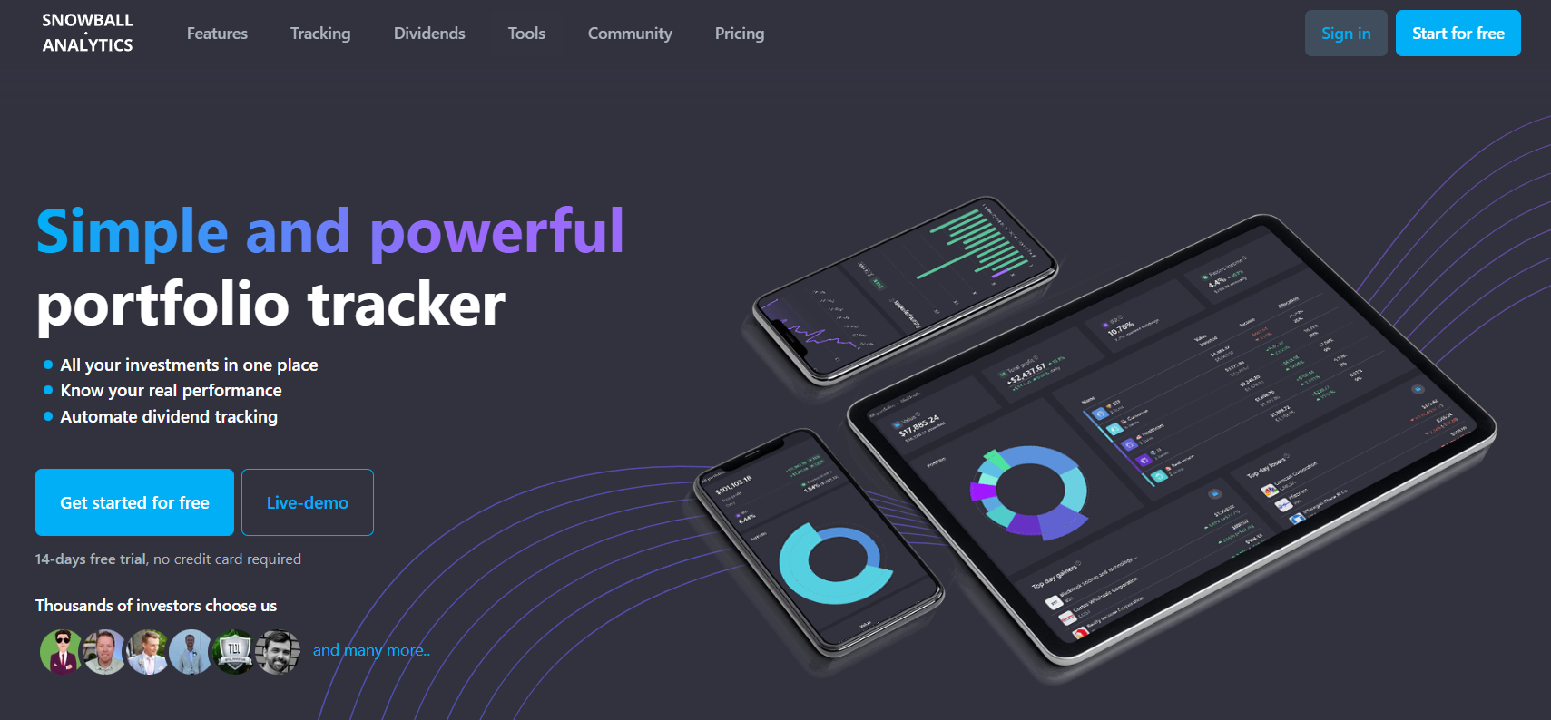 Snowball Analytics homepage